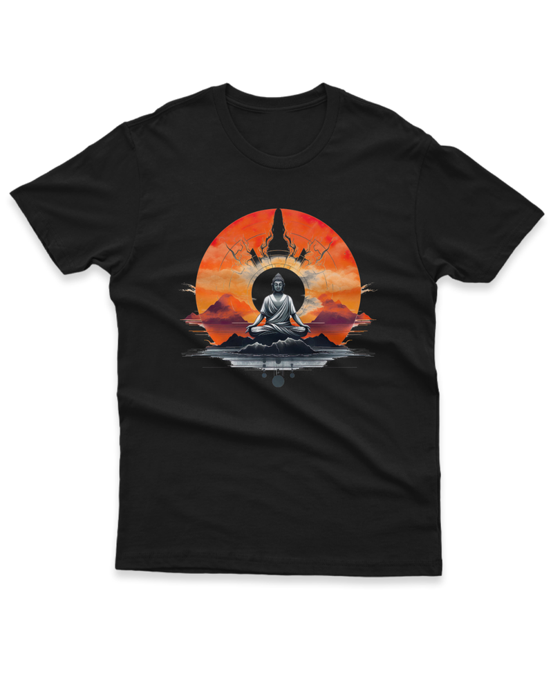 Camiseta Manga Curta Unisex Estátua Buda Meditando