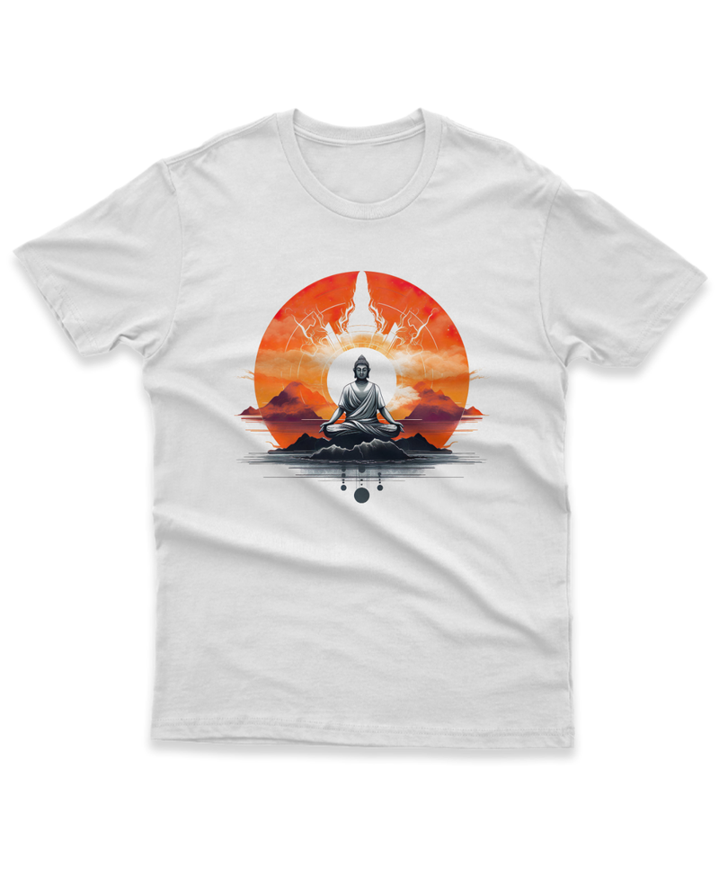 Camiseta Manga Curta Unisex Estátua Buda Meditando