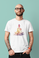 Camiseta Manga Curta Unisex Meditação Figura Folhas