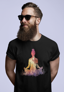 Camiseta Manga Curta Unisex Meditação Figura Folhas