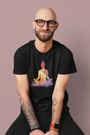 Camiseta Manga Curta Unisex Meditação Figura Folhas