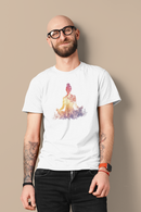 Camiseta Manga Curta Unisex Meditação Figura Folhas