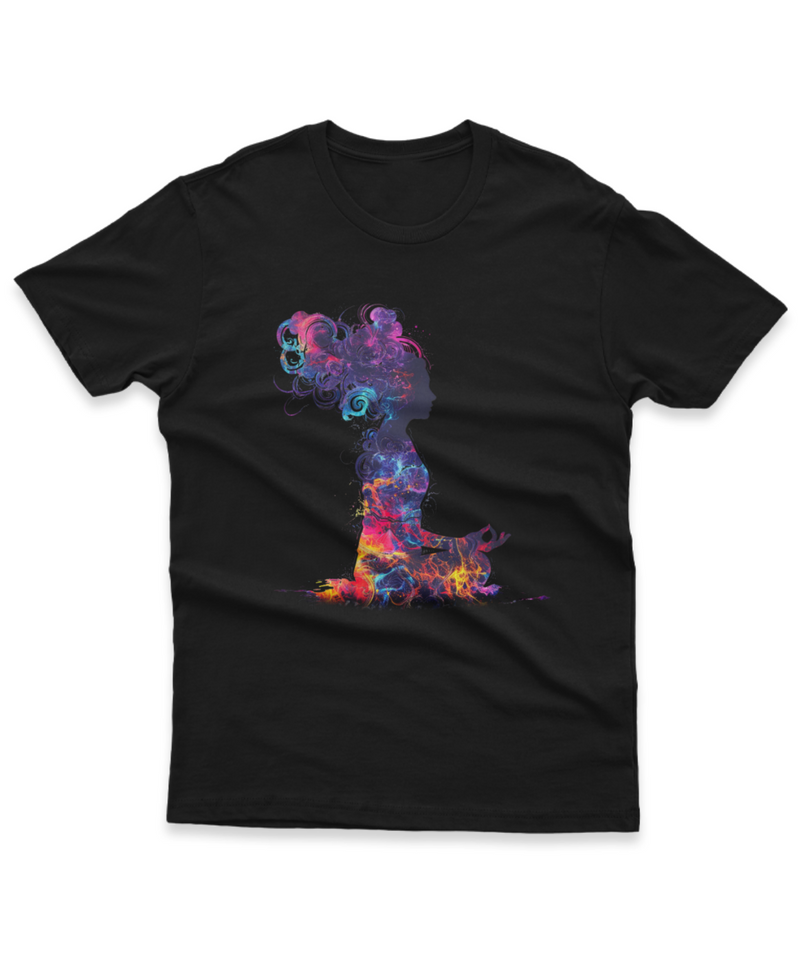 Camiseta Manga Curta Unisex Meditação Perfil Tintas