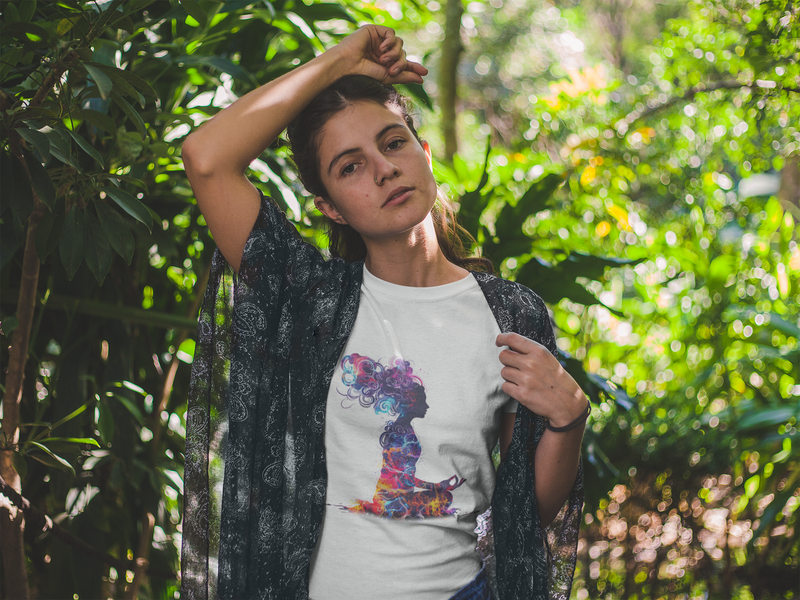 Camiseta Manga Curta Unisex Meditação Perfil Tintas