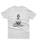 Camiseta Manga Curta Unisex Meditando Traçado Lápis