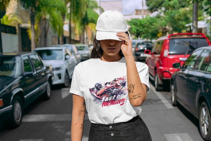 Camiseta Manga Curta Unisex Carro Corrida Estilo F1 Vermelho - Fast or Nothing