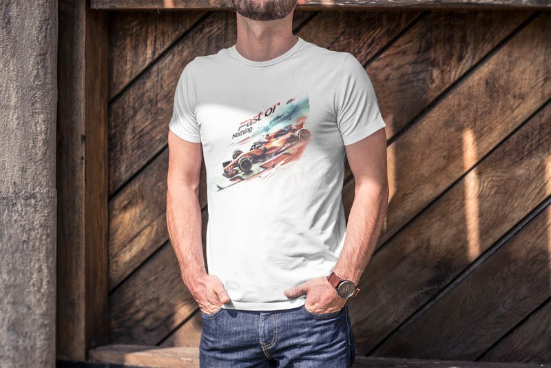 Camiseta Manga Curta Unisex Carro Corrida Estilo F1 Laranja - Fast or Nothing