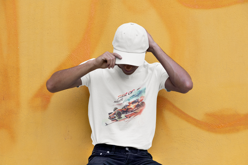 Camiseta Manga Curta Unisex Carro Corrida Estilo F1 Laranja - Fast or Nothing