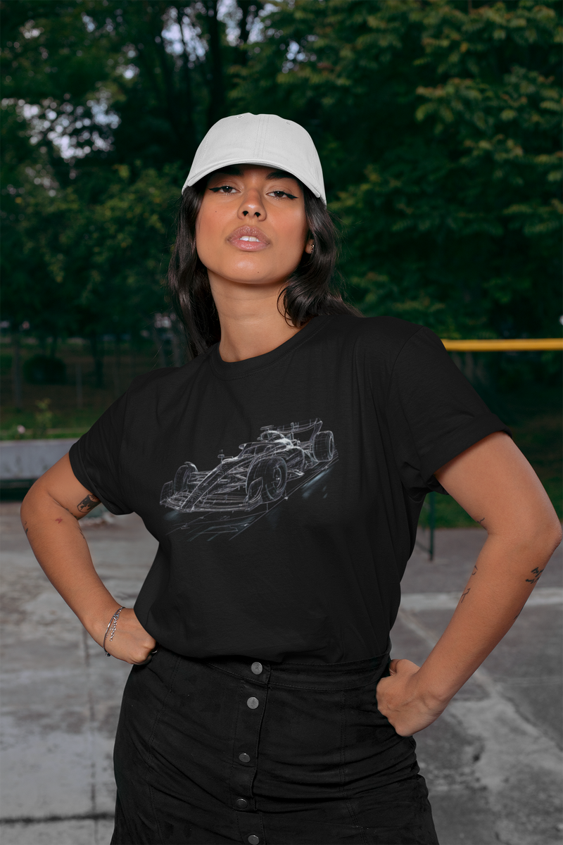 Camiseta Manga Curta Unisex Carro Corrida Traçado