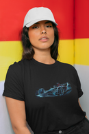 Camiseta Manga Curta Unisex Carro Corrida Traçado Azul