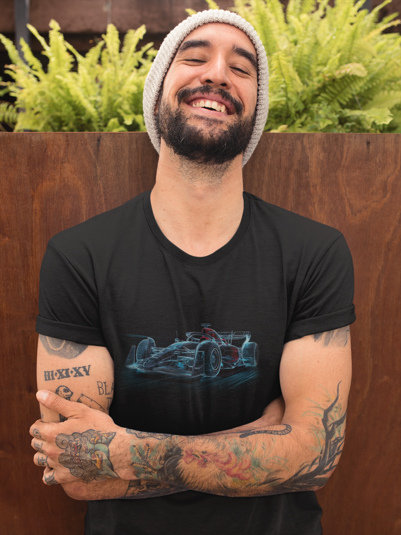 Camiseta Manga Curta Unisex Carro Corrida Traçado Azul