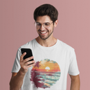 Camiseta Manga Curta Unisex Por do Sol na Praia