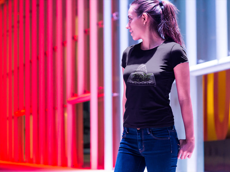 Camiseta Manga Curta Feminina Peça Xadrez Cavalo