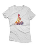 Camiseta Manga Curta Feminina Meditação Figura Folhas