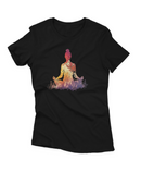 Camiseta Manga Curta Feminina Meditação Figura Folhas