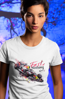 Camiseta Manga Curta Feminina Carro Corrida Estilo F1 Azul - Fast or Nothing
