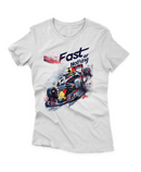 Camiseta Manga Curta Feminina Carro Corrida Estilo F1 Azul 2 - Fast or Nothing