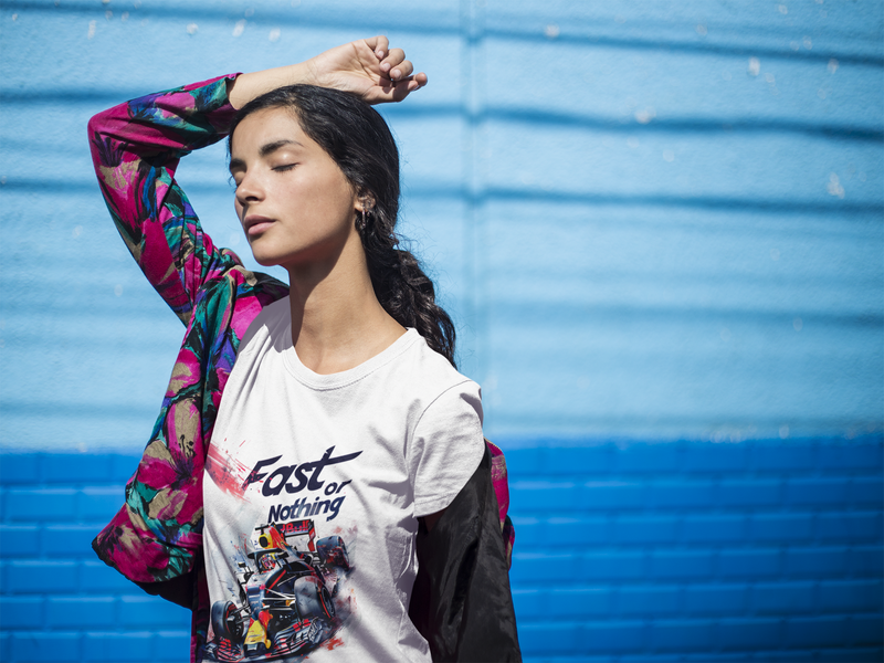 Camiseta Manga Curta Feminina Carro Corrida Estilo F1 Azul 2 - Fast or Nothing