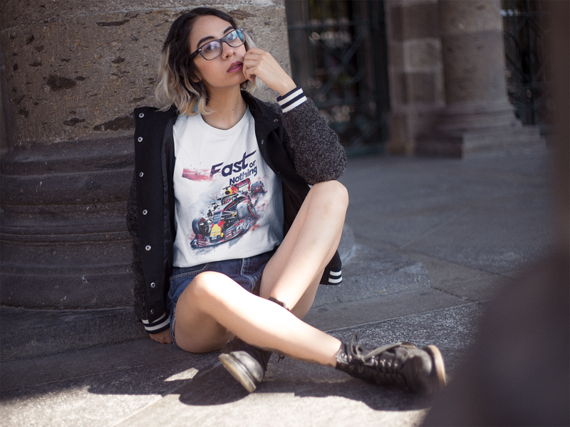Camiseta Manga Curta Feminina Carro Corrida Estilo F1 Azul 2 - Fast or Nothing