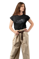 Camiseta Manga Curta Feminina Carro Corrida Traçado