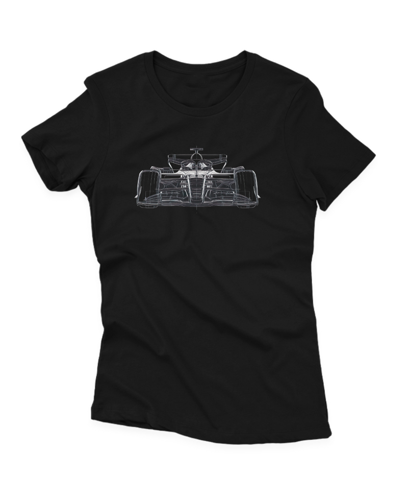 Camiseta Manga Curta Feminina Carro Corrida Traçado Frente