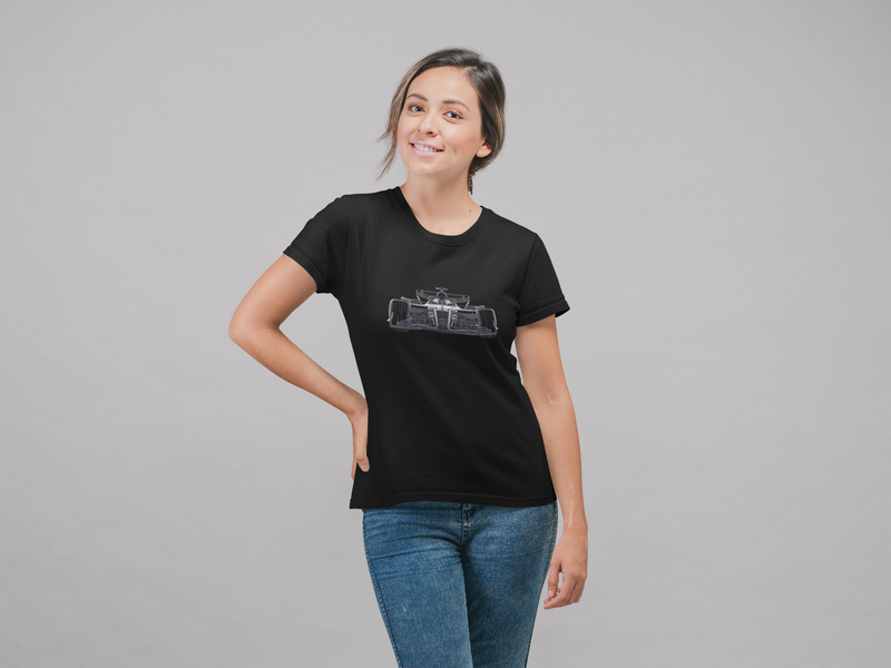 Camiseta Manga Curta Feminina Carro Corrida Traçado Frente