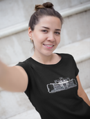 Camiseta Manga Curta Feminina Carro Corrida Traçado Frente