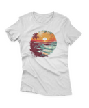 Camiseta Manga Curta Feminina Por do Sol na Praia