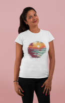 Camiseta Manga Curta Feminina Por do Sol na Praia