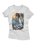 Camiseta Manga Curta Feminina Por do Sol Praia Surfista - North Shore