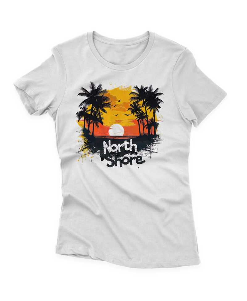 Camiseta Manga Curta Feminina Por do Sol na Praia - North Shore