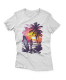 Camiseta Manga Curta Feminina Por do Sol Praia Surfista 2