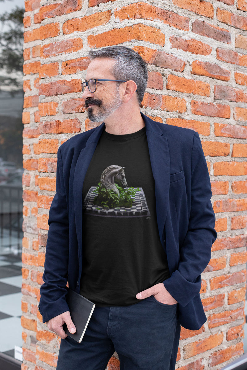 Camiseta Manga Curta Unisex Peça Xadrez Cavalo