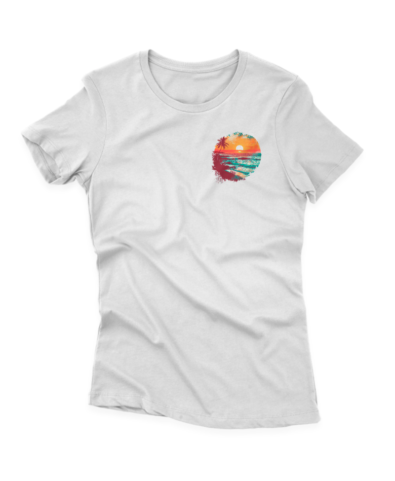 Camiseta Manga Curta Feminina Praia Por do Sol Canto 2