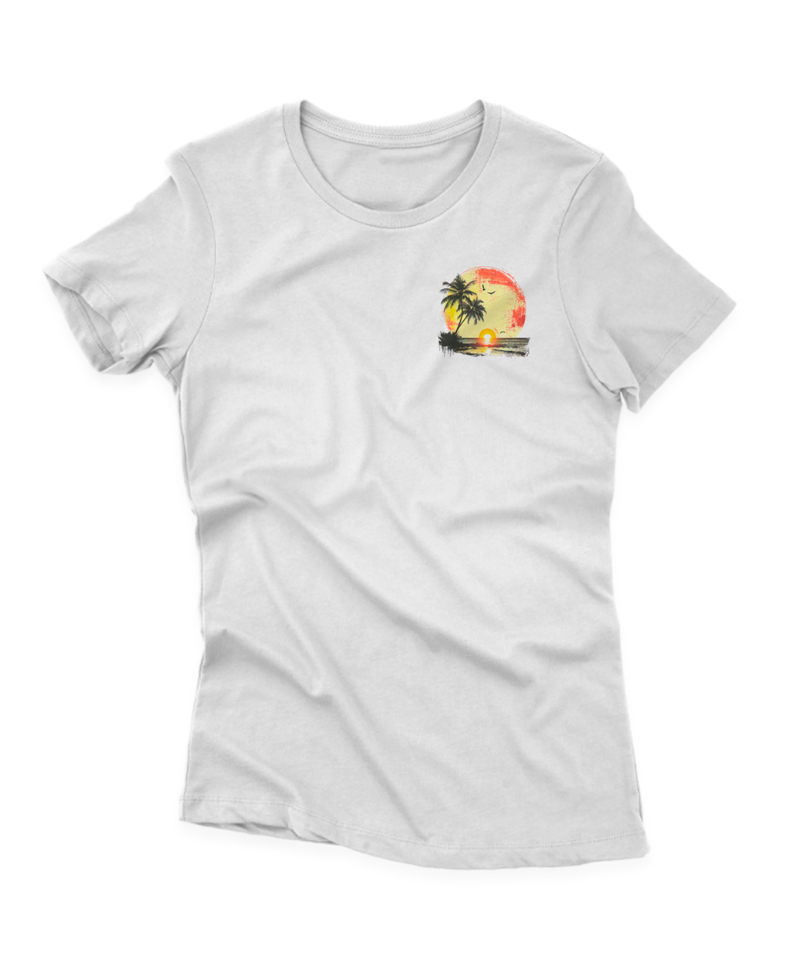 Camiseta Manga Curta Feminina Praia Por do Sol Canto 1