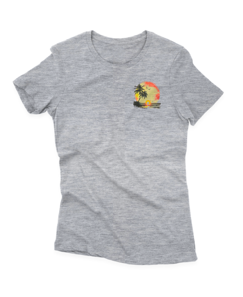 Camiseta Manga Curta Feminina Praia Por do Sol Canto 1