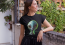 Camiseta Manga Curta Feminina Alien Verde