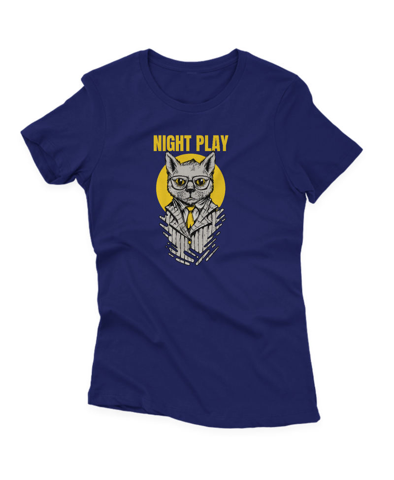 Camiseta Manga Curta Feminina Gato Night Play
