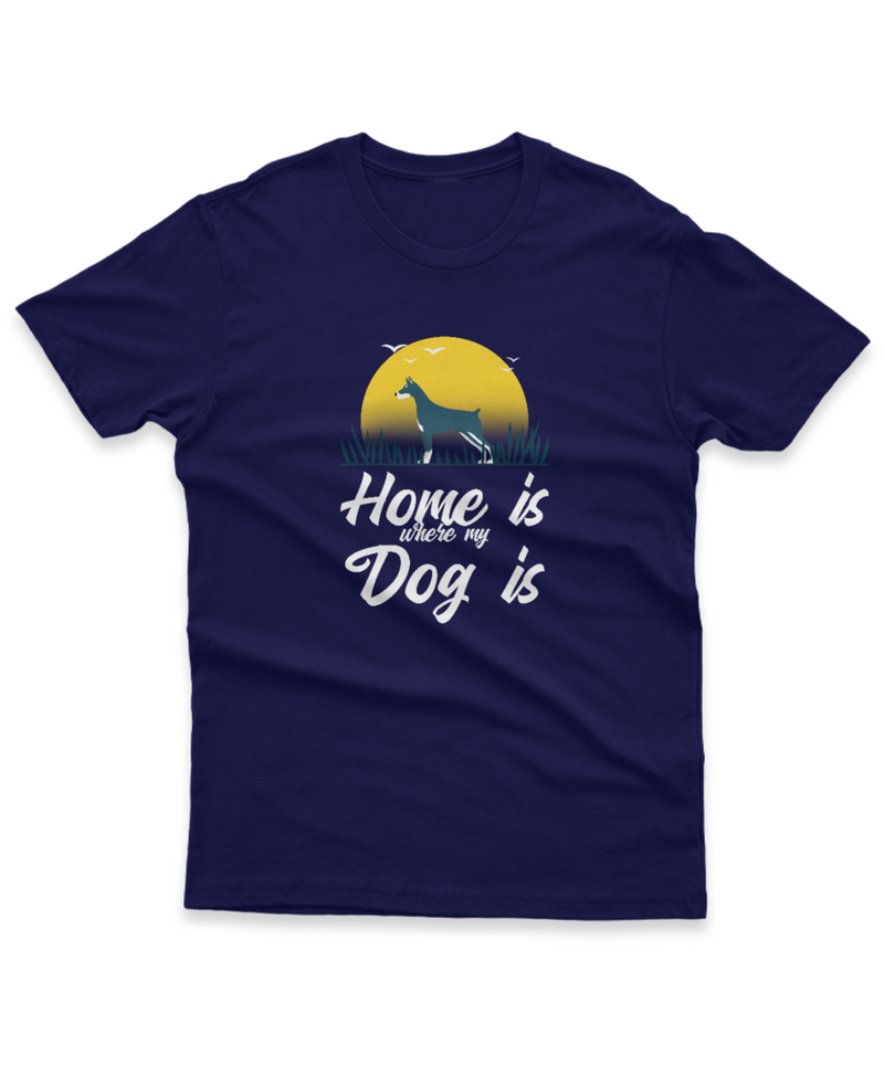 Camiseta Manga Curta Unisex Home Where My Dog Is