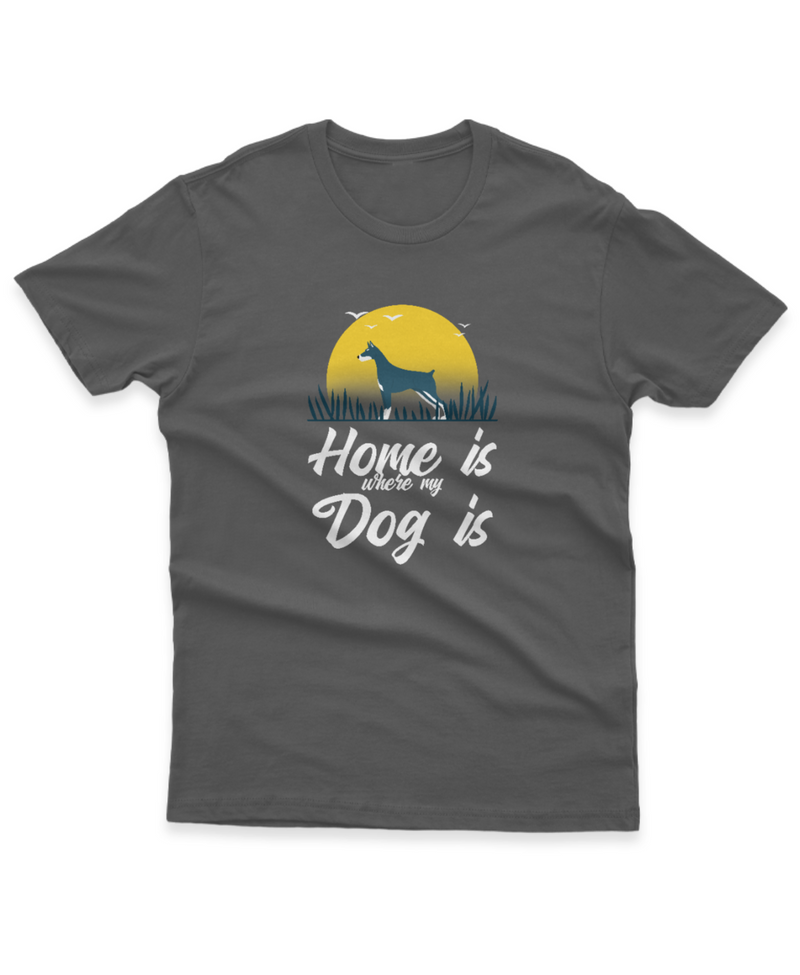 Camiseta Manga Curta Unisex Home Where My Dog Is
