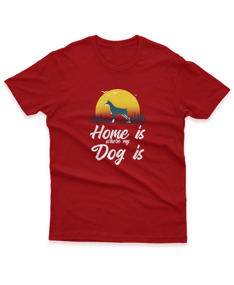 Camiseta Manga Curta Unisex Home Where My Dog Is
