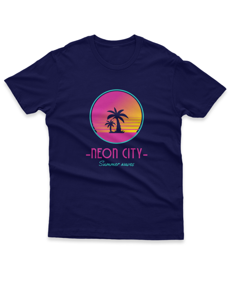 Camiseta Manga Curta Unisex Neon City Summer Waves