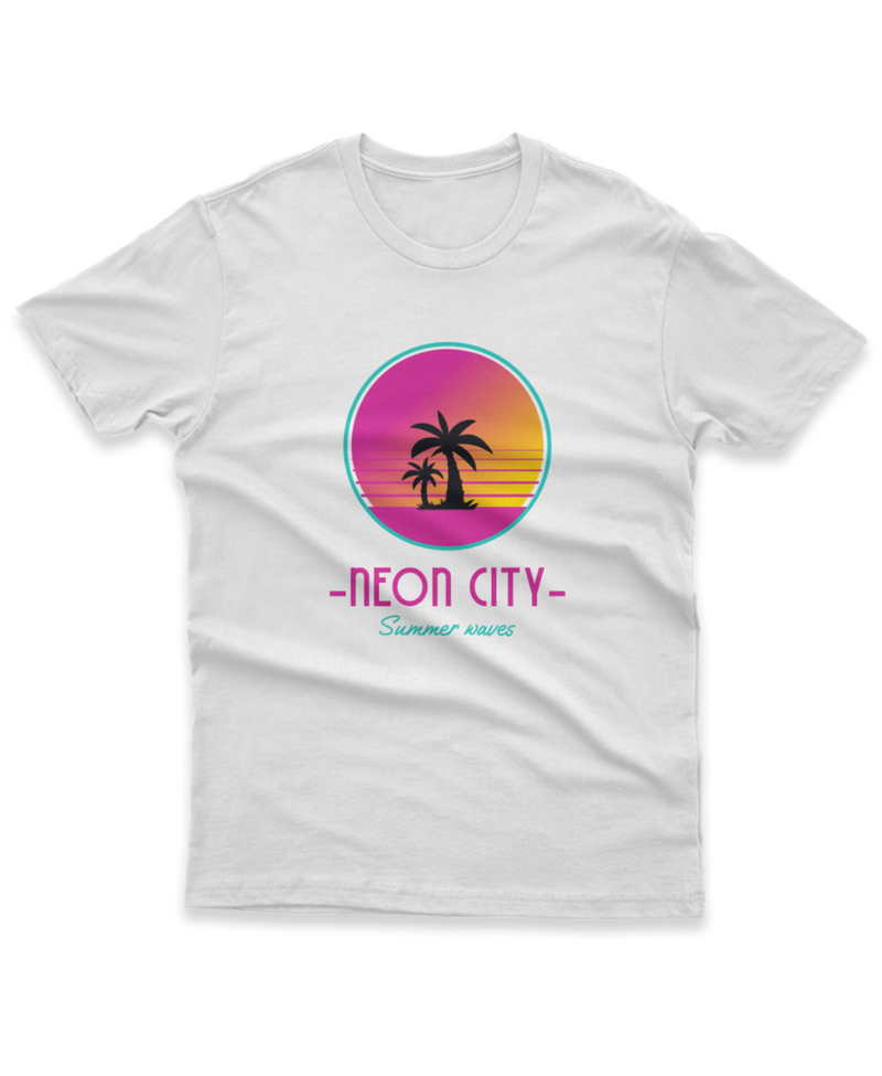 Camiseta Manga Curta Unisex Neon City Summer Waves