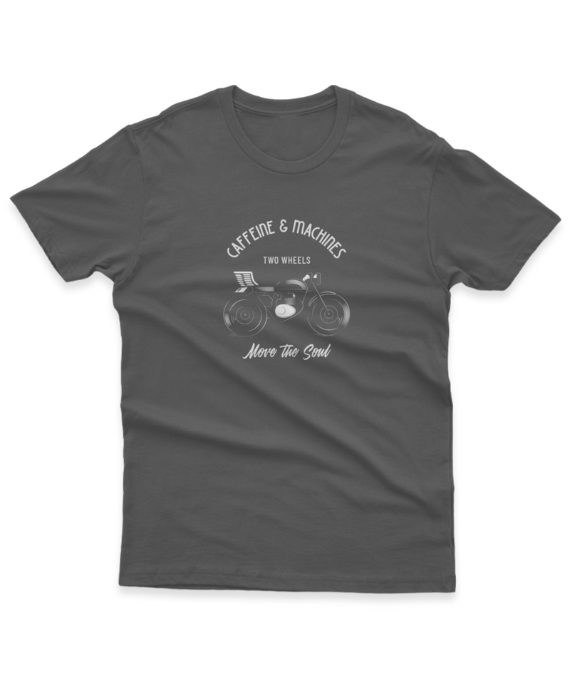 Camiseta Manga Curta Unisex Caffeine and Machines Move the Soul