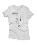 Camiseta Manga Curta Feminina Controller Retro Blue Print