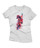 Camiseta Manga Curta Feminina Santana com sua Guitarra