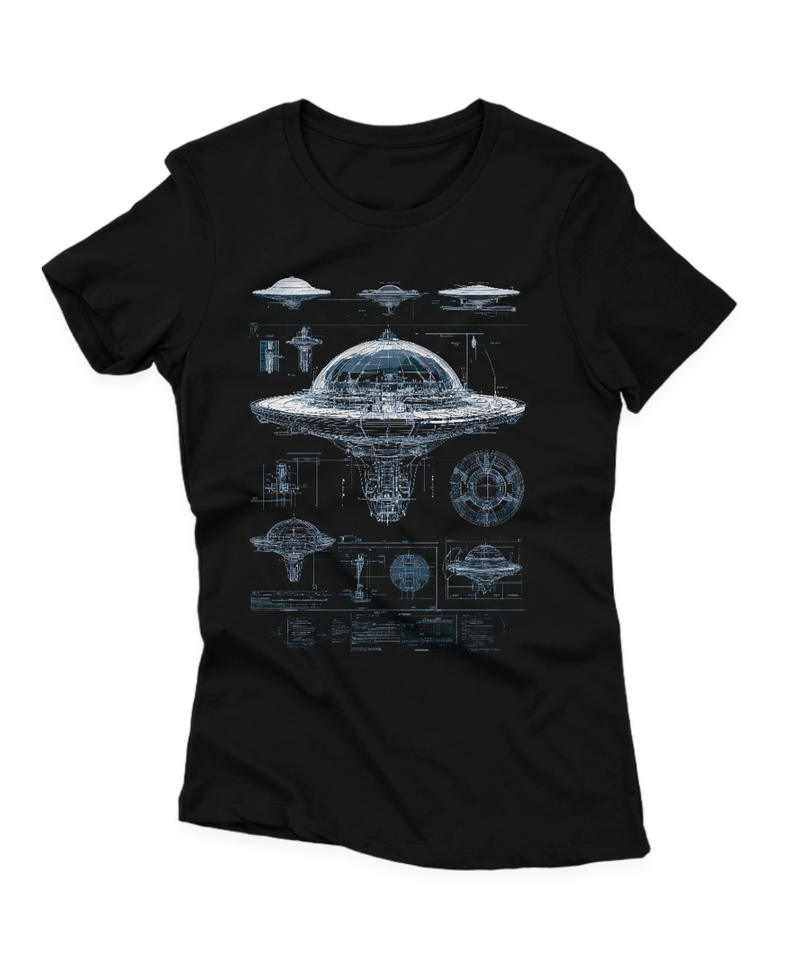 Camiseta Manga Curta Feminina Design Nave Alien