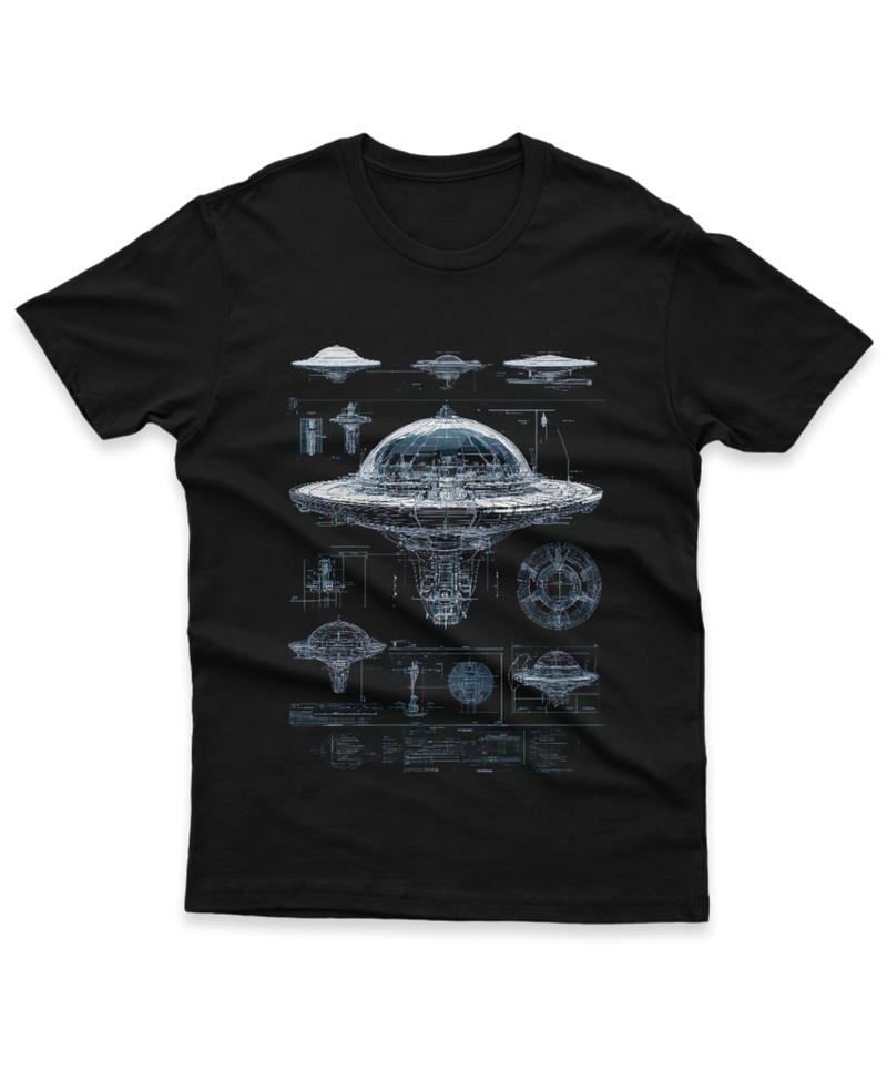 Camiseta Manga Curta Unisex Design Nave Alien