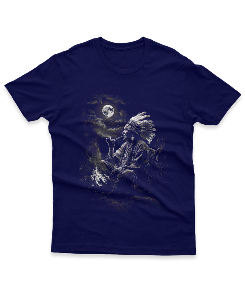 Camiseta Manga Curta Unisex Luar Índio Cachimbo