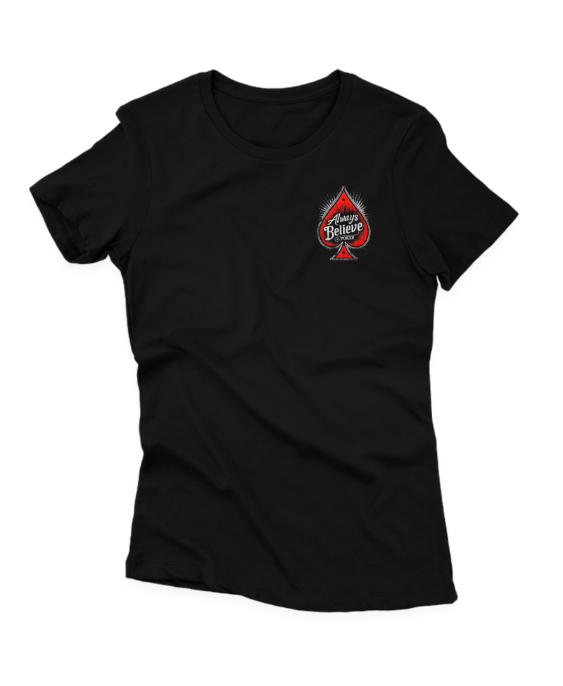 Camiseta Manga Curta Feminina Always Believe & God of Poker Warrior 01